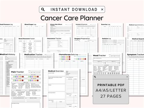 Cancer Planner Printable Cancer Care Journal Cancer Diagnosis Health Tracker Chemo