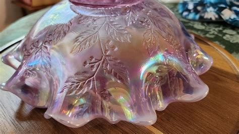 Rarest Fenton Lilac Purple Carnival Glass Ruffled Bowl Circa 1970 1979 Etsy