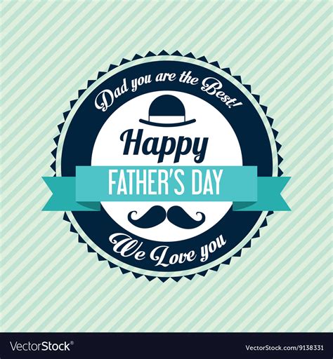 Happy Fathers Day Design Vintage Icon Colorful Vector Image