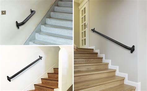 Purife Inch No Slip Black Metal Hand Rails Indoor Stair Industrial