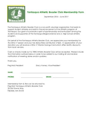 Fillable Online Tantasqua Athletic Booster Club Funding Request Form