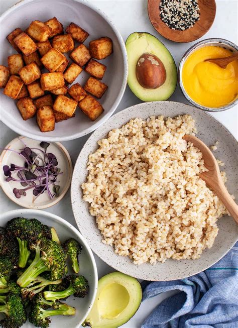 Tofu Broccoli Bowls With Carrot Ginger Dressing Recipe Love And Lemons