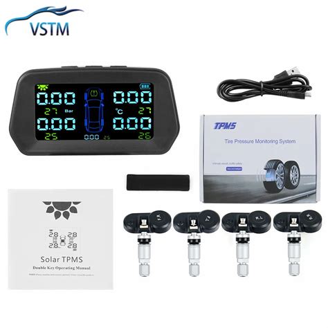 2022 Tpms Tire Pressure Alarm Monitor Solar Power Tyre Pressure