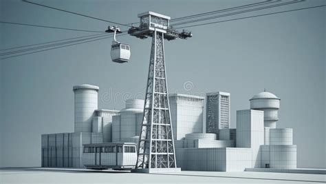 3d Wireframe Render of a Cable Car Tower Architecture Ai Generated Stock Illustration ...