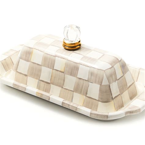 MacKenzie-Childs Mocha Check Butter Box & Reviews | Perigold