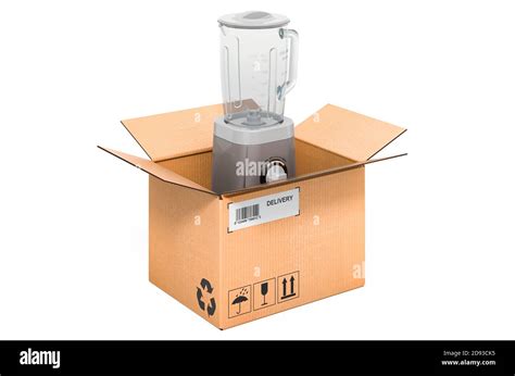 Electric Blender Inside Cardboard Box Delivery Concept 3d Rendering