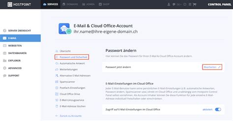 Wie passe ich das Passwort für meine E Mail Adresse an