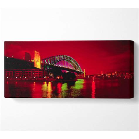 Ebern Designs Sydney Harbour Bridge Red Glow Kunstdrucke Auf Leinwand