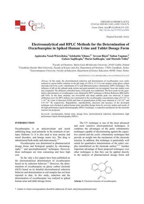 Pdf Electroanalytical And Hplc Methods For The Determination