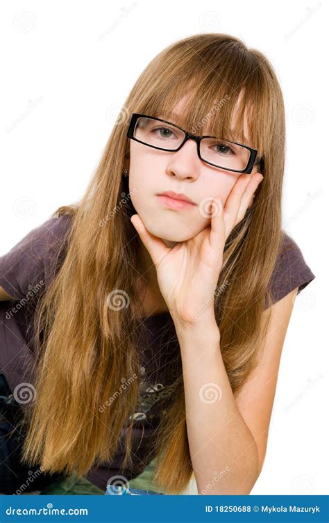 teenager  glasses stock photo image  beautiful brown