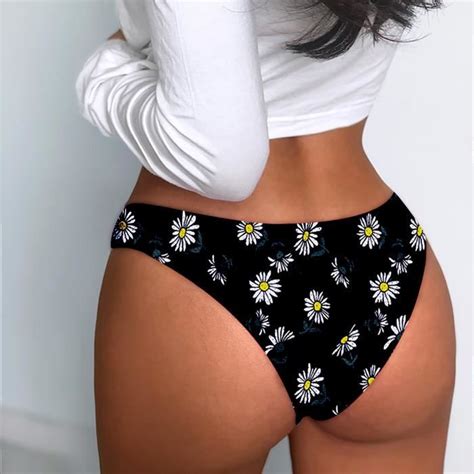 1 Pièces Femmes Sexy Imprimer Lingerie Tentation Culotte Taille Basse Sous Vêtements Mémoires