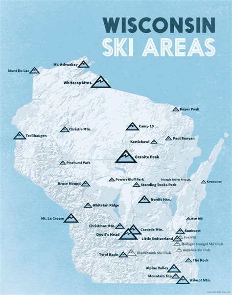 Wisconsin Ski Resorts Map 11x14 Print - Best Maps Ever