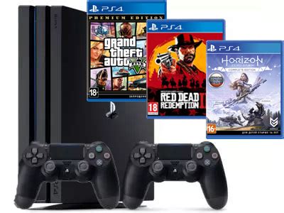 Купить Sony Playstation 4 Pro 1Tb черный + GTA V + Red Dead Redemption ...