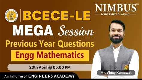 BCECE LE Exam 2023 Previous Year Questions Mega Session Engg