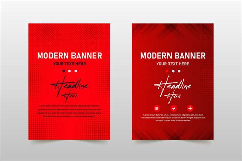 Modern Striped Red Banner Template With Dots 25847127 Vector Art at ...