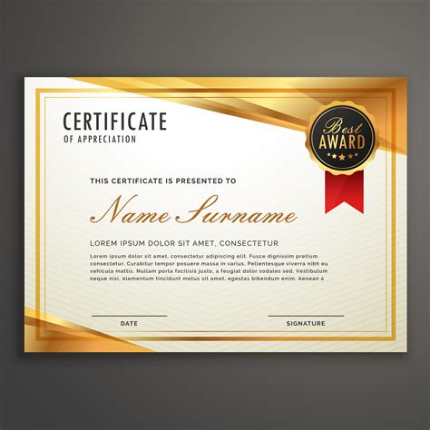 Free Vector Premium Red And Golden Certificate Design Template Images