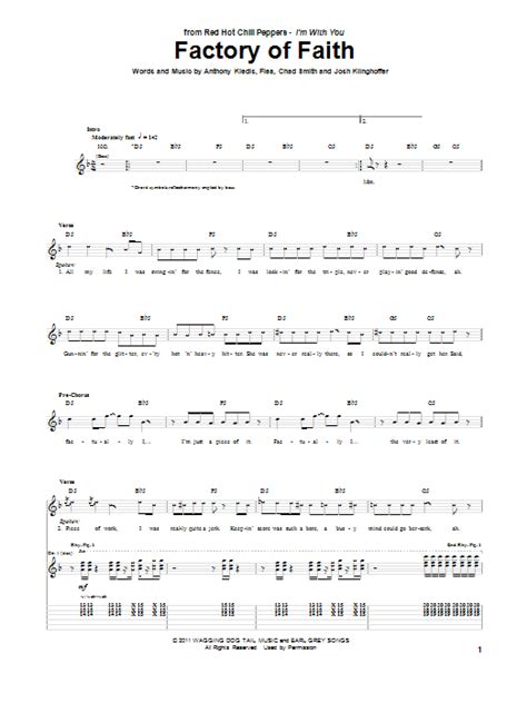 Factory Of Faith By Red Hot Chili Peppers Guitar Tab Guitar Instructor