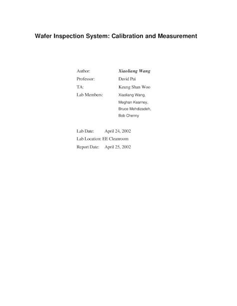 PDF Wafer Inspection System Calibration And Measurement DOKUMEN TIPS