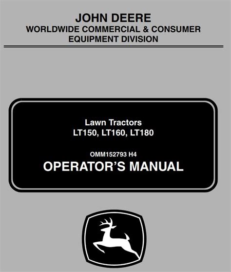 John Deere Lawn Tractors LT150 LT160 LT180 Operator S Manual