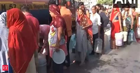 Delhi Water Crisis People Wait In Long Queues As Delhi Continues To