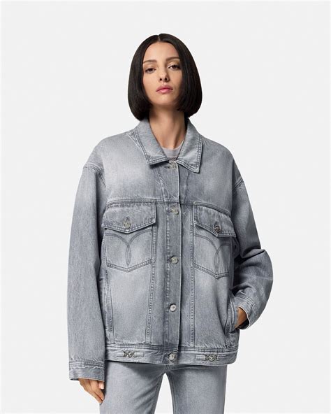 Oversized Denim Jacket Gray Versace