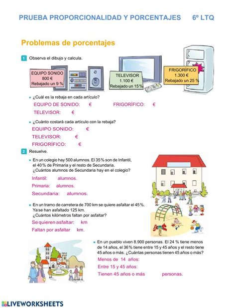 Actividad De Proporcionalidad Y Porcentajes Actividades Ejercicios