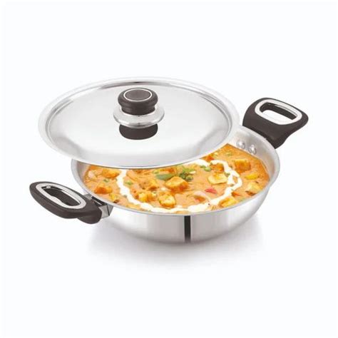 Anjali Fiesta Size Pro Stainless Steel Kadai With Lid Gas