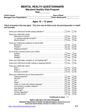 Fillable Online Ages 10 12 Years Fax Email Print PdfFiller