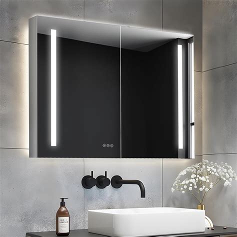 Tatub 40"x30" Led Medicine Cabinet Mirror for Bathroom, Double Door Lighted Medicine Cabinet ...