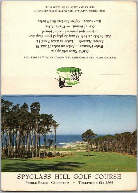 1960s Pebble Beach Ca Folding Postcard Spyglass Hill Golf Course