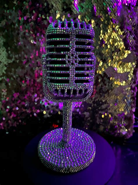 Rhinestone Microphone Microphone Prop Vintage Etsy