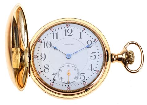 Sold Waltham Jewel Vanguard Size Gold Hunting Pocket Watch