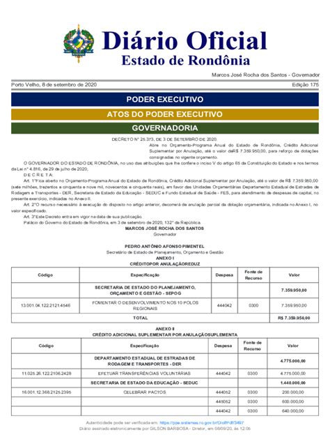 Fillable Online Diof Ro Gov Imprensa Oficial Do Governo Do Estado De