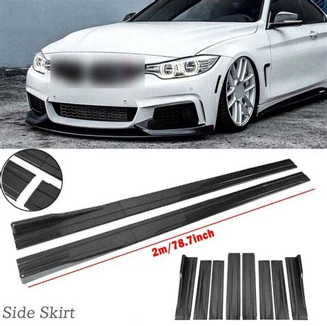 Carbon Fiber Look Side Skirt Extension Splitter Lip Rocker Panel