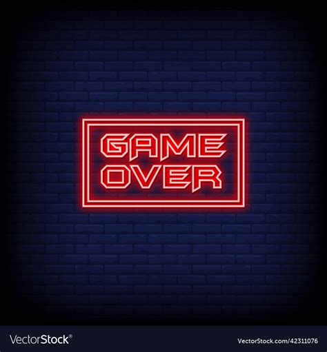 Game Over Neon Signs Style Text Royalty Free Vector Image