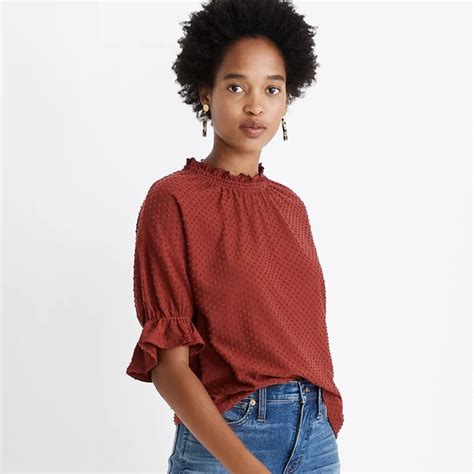 Madewell Tops Texture Thread By Madewell Clip Dot Ruffle Top Poshmark