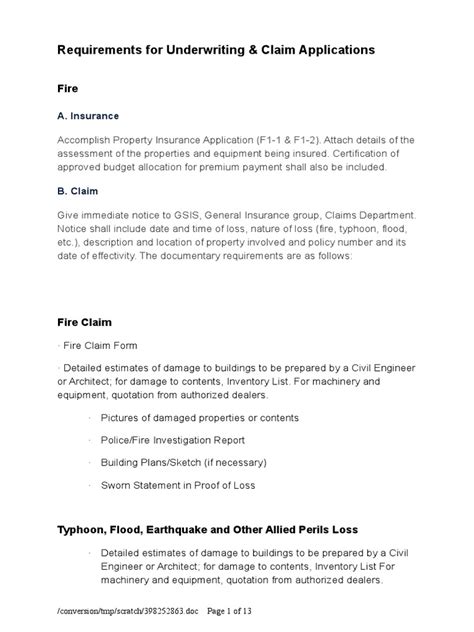 General Insurance Claim Requirement | PDF | Property Insurance | Surety ... 