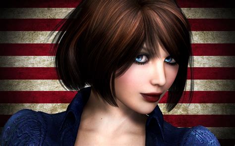 Wallpaper Elizabeth Bioshock Infinite Blue Eyes Girl Short Hair