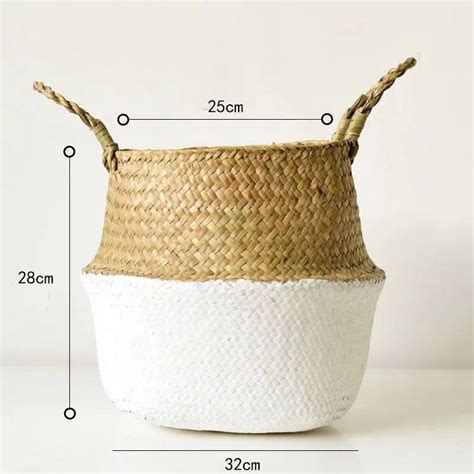 Seagrass Belly Basket Floor Planter Storage Belly Basket White