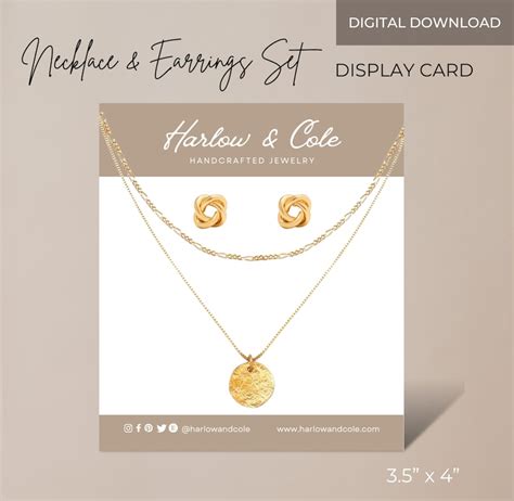 Editable Necklace Display Card Template Canva Printable Etsy