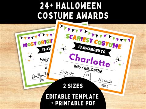 Halloween Costume Awards -- Printable Party Prizes, Contest