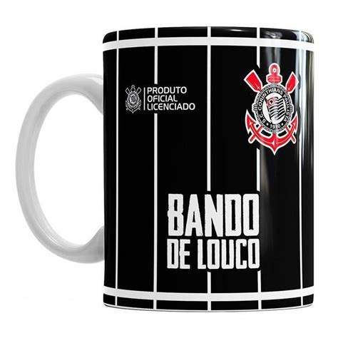 Caneca Corinthians Bando Louco Ml Oficial Preto