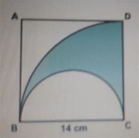 01 Na figura ABCD é um quadrado cujo lado mede 14 cm Um dos arcos