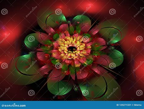 Beautiful Abstract Fractal Flower Colored Flower Fractal Art Stock Illustration Illustration