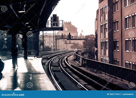 Vintage Train Station with Railway Stock Photo - Image of railroad ...