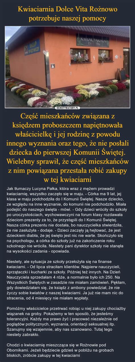 Kwiaciarnia Dolce Vita Rożnowo potrzebuje naszej pomocy Część