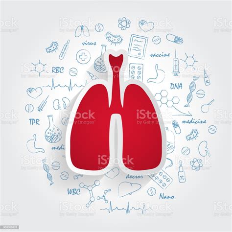 醫學專科的圖示pulmonology 和肺部的概念向量插畫與手繪醫學塗鴉向量圖形及更多健保和醫療圖片 健保和醫療 各種病症 插圖