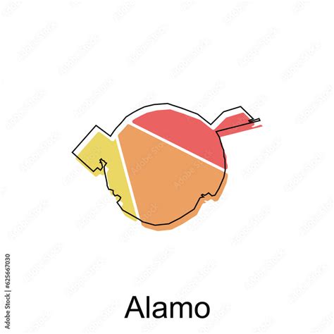 Simple Map of Alamo, colorful modern geometric with outline ...