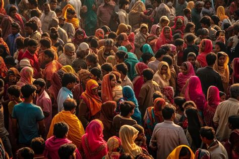 Premium Photo A Crowded And Colorful Indian Festival Happy Holi