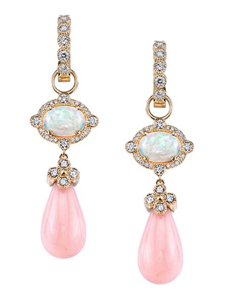 Blush Earrings By Erica Courtney Featuring Yellow Gold Diamonds Pink